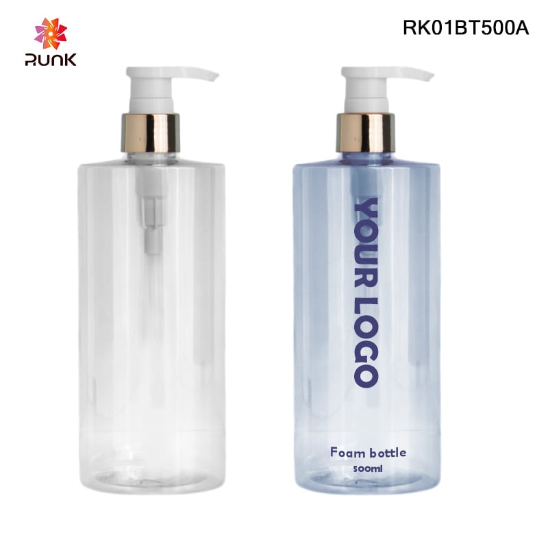Flacone con pompa per imballaggio in materiale PET ecologico per shampoo e balsamo
