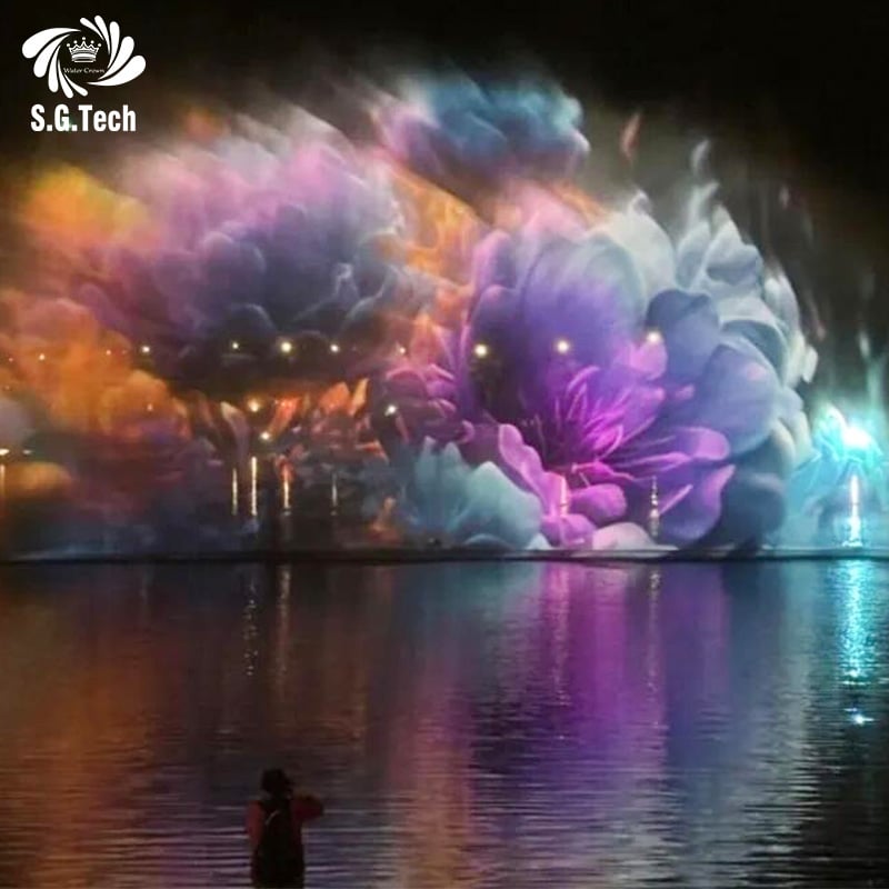 Water Crown Water Movie Screen Digital Fountain Projection Water Feature Outdoor Event Display