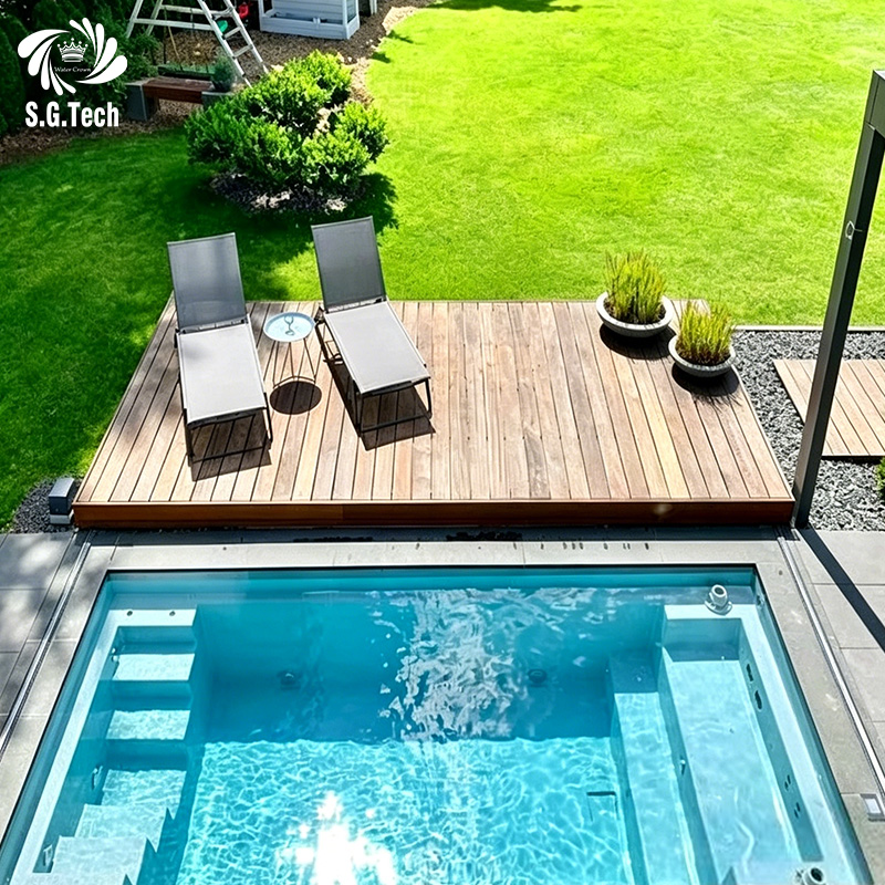 Water Crown Advanced Fully Automatic Pool Sliding Cover Stainless Steel Wood Customizable Size Durable Easy Install for Pool