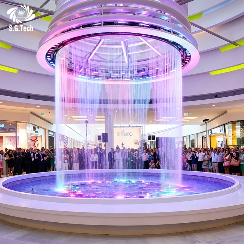 Digital Water Curtain LED Interactive Fountain Programmable Water Feature for Hotel Mall Park Landscape Projects
