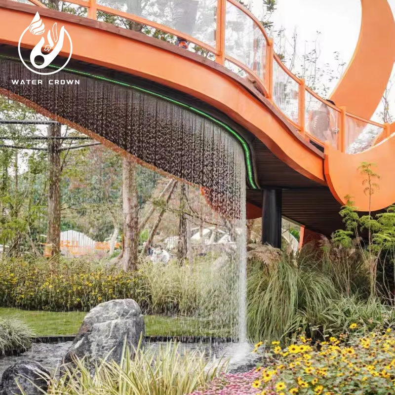 Custom Design Decorative Artificial Water Curtain Line Curtain With RGB Lights for Waterfall Fountain Garden Commercial Use