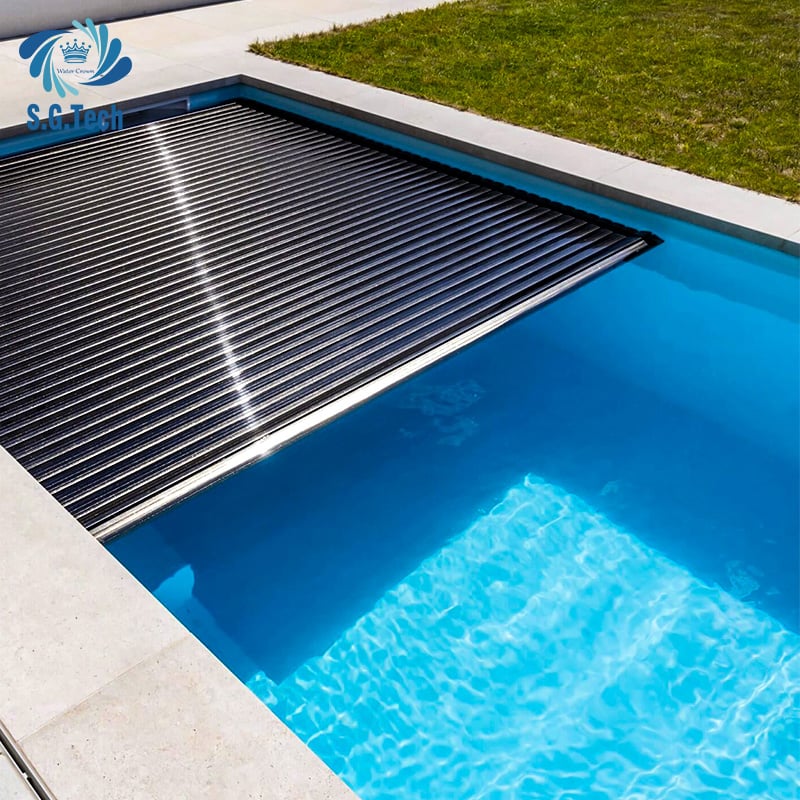 The Water Crown PC Electric Cover Offers Automatic Above Ground Pool Safety for Worry-Free Swimming.