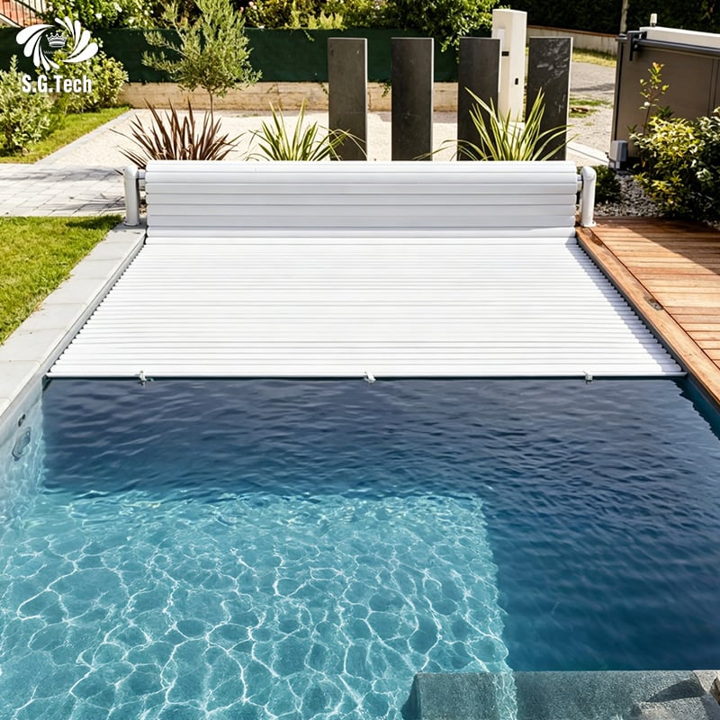 2026 Water Crown Customized Window Ground-based 24V DC Shutter Factory Automatic Polycarbonate PC Adult Rectangle Swimming Pool