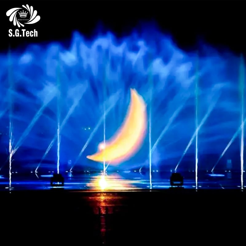 Water Crown SGM-04 Custom 3D Outdoor Water Curtain Fountain Projector Durable Design for Multimedia 110V/220V Contemporary Style