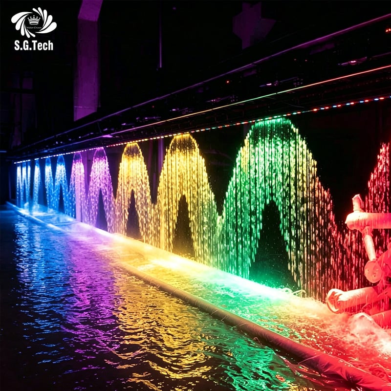 Water Crown Customizable High-end Stainless Steel Water Curtain Fountain Multicolored LED/RGB Lights Modern Design Commercial