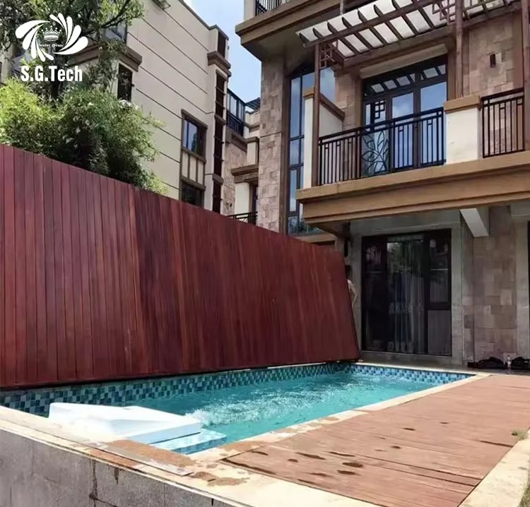 Water Crown High-End Stainless Steel Wood Folding Pool Cover Customizable and Dust-proof Space-Saving for Adults and Children details
