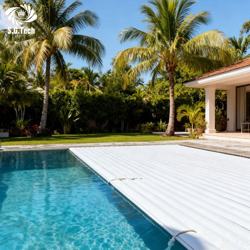 Water Crown Automatic Retractable PC Pool Top – Tailor-Shaped, UV Repellent & Age-Defying for Luxury Hotel & Villa Sanctuaries