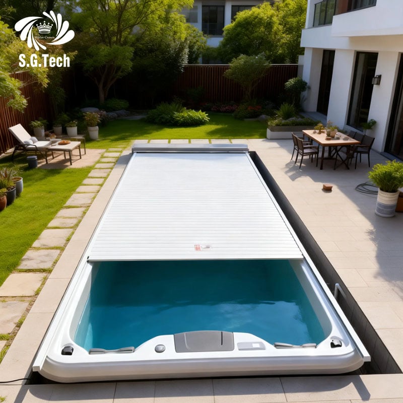 Electric Roller Shutter Pool Cover Automatic Waterproof UV Resistant Safety System for Outdoor Pools Custom Size