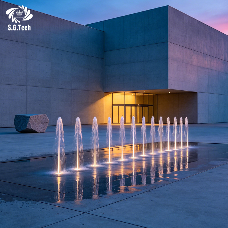 Water Crown Dry Deck Fountain Outdoor Hidden Floor Fountain LED Light Dry Fountain for Plaza Park Shopping Mall Decoration

