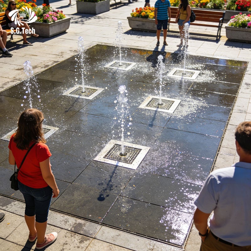 2026 New Water Crown Programmable Dancing Dry Floor Fountain Outdoor Mall Landscape Dry Land Fountain
