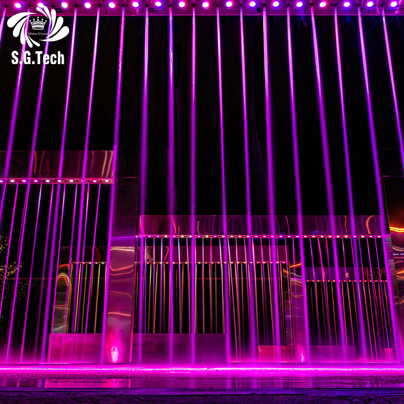 Water Crown Digital Water Curtain LED Interactive Water Feature Modern Landscape Fountain Custom Design