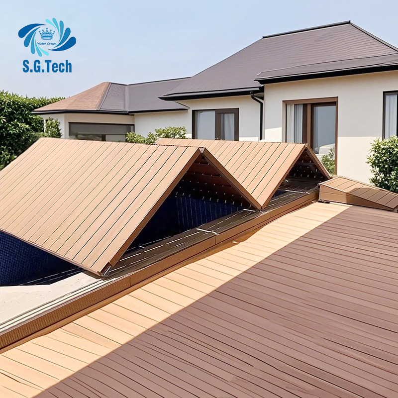 Easy Install Nice Pool with Folding Type Automatic Deck Safety Waterproof Folding Pool Cover