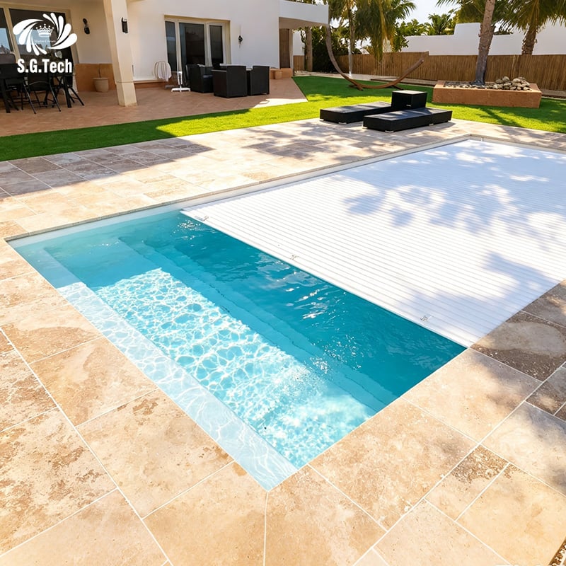 Automatic PC Pool Cover Retractable Safety Cover UV Resistant Durable Custom Size for Residential Commercial Swimming Pools