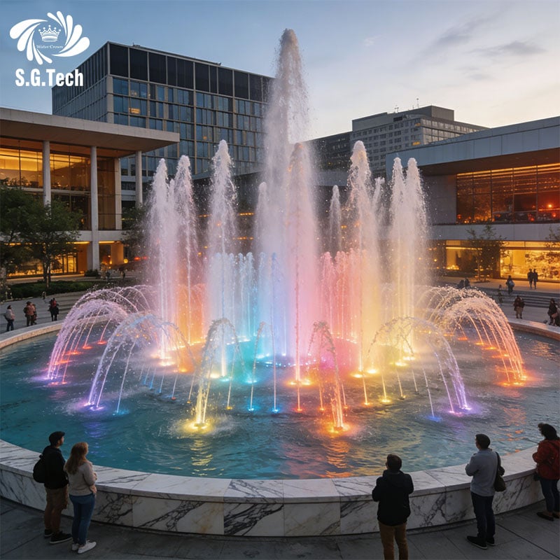 Water Crown Music Dancing Fountain Outdoor LED Water Feature for Garden Landscape Decoration and Event Displays