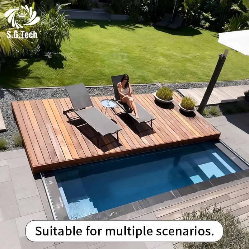 Water Crown Electric Driving Folding Pool Cover Large Outdoor Commercial Swimming Pool Fold Cover