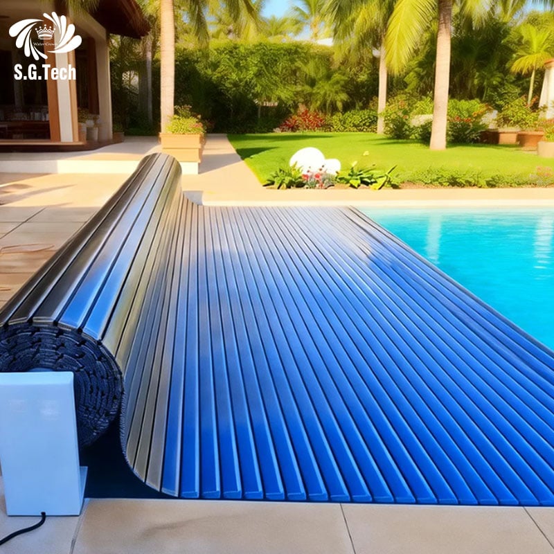 Strong Load Bearing Transparent PC Pool Safety Cover Automatic Rolling Polycarbonate Cover For Family Swimming Pool