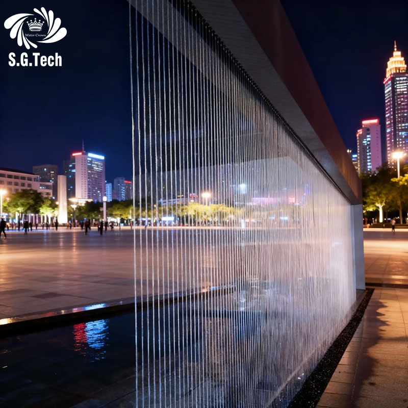 Create flowing water patterns for events hotels malls with programmable LED string water curtain system