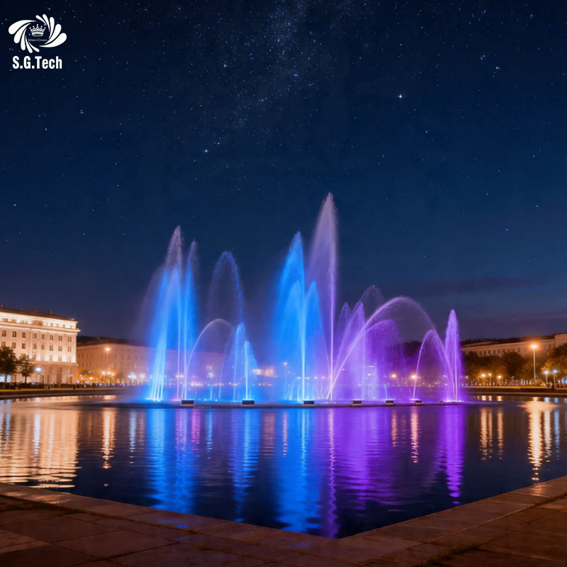 Water Crown Large Musical Dancing Fountain, DMX Controlled Outdoor Decorative Fountain System