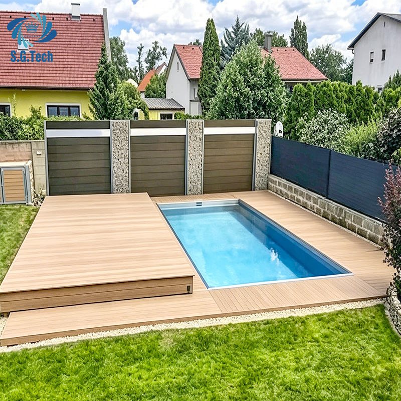 Water Crown 2026 Automatic Sliding Deck Pool Covers Customized Moving Floor for Outdoor Swimming Pool Stainless Steel Material