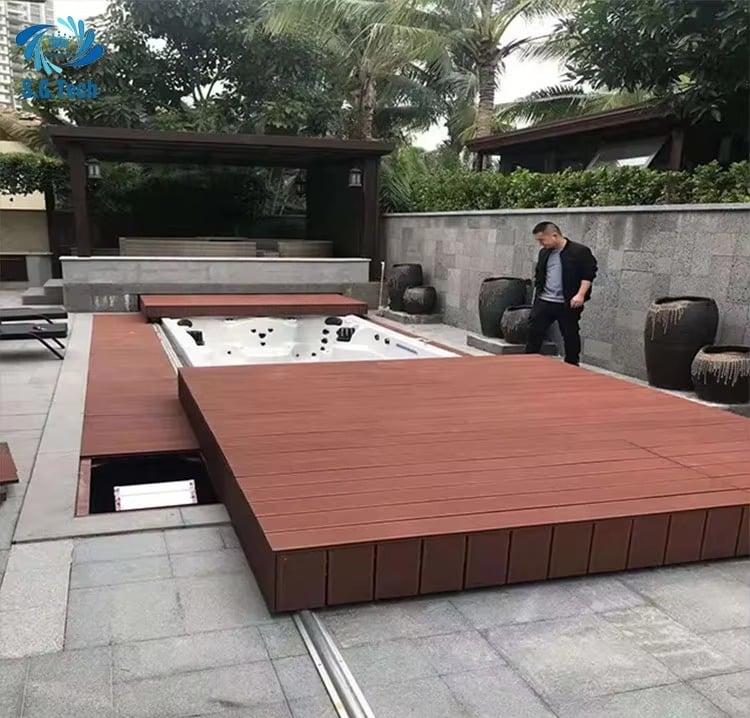 Customized Durable Stainless Steel Wood Deck Cover Automatic Sliding Pool Spa Child Remote Control Friendly Swimming Accessory supplier