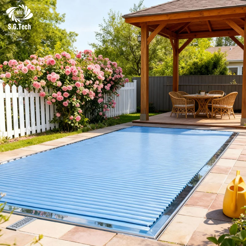 Energy Saving Swimming Pool Aluminum Shutter Cover One Key Remote Retractable Pool Safety Roller Cover