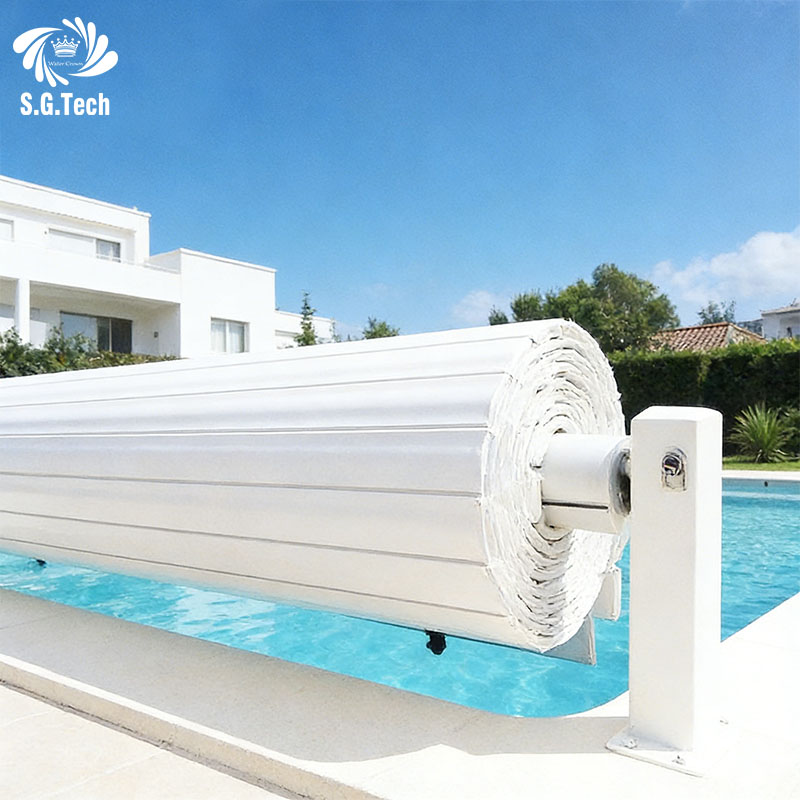 Water Crown Impact Resistant PC Pool Cover Anti-Crack Polycarbonate Automatic Roller Pool Cover Better Weather Resistance