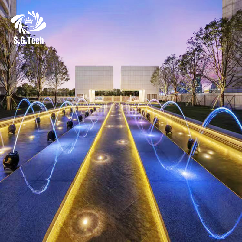 Create smooth glass like water streams for hotels plazas and pools with programmable LED laminar fountain design