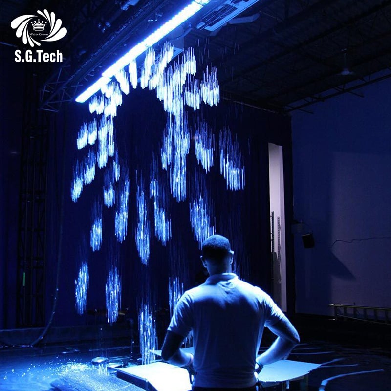 Interactive handwriting water curtain, visitor input words turn into falling water curtain, great for commercial attraction.