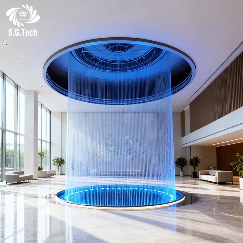 Customized Circle/Linear/Square String Water Curtain SS304 Water Fountain for Indoor Hall Decoration