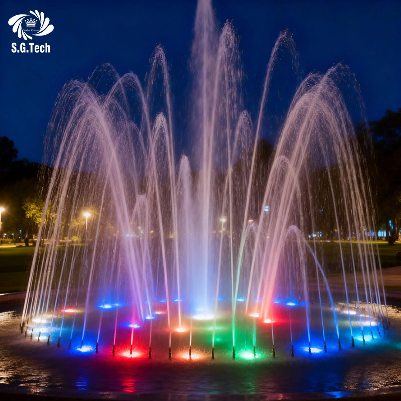 Water Crown Modern Decorative Garden Fountain, Stainless Steel LED Outdoor Water Feature for Backyard Home Courtyard Landscaping
