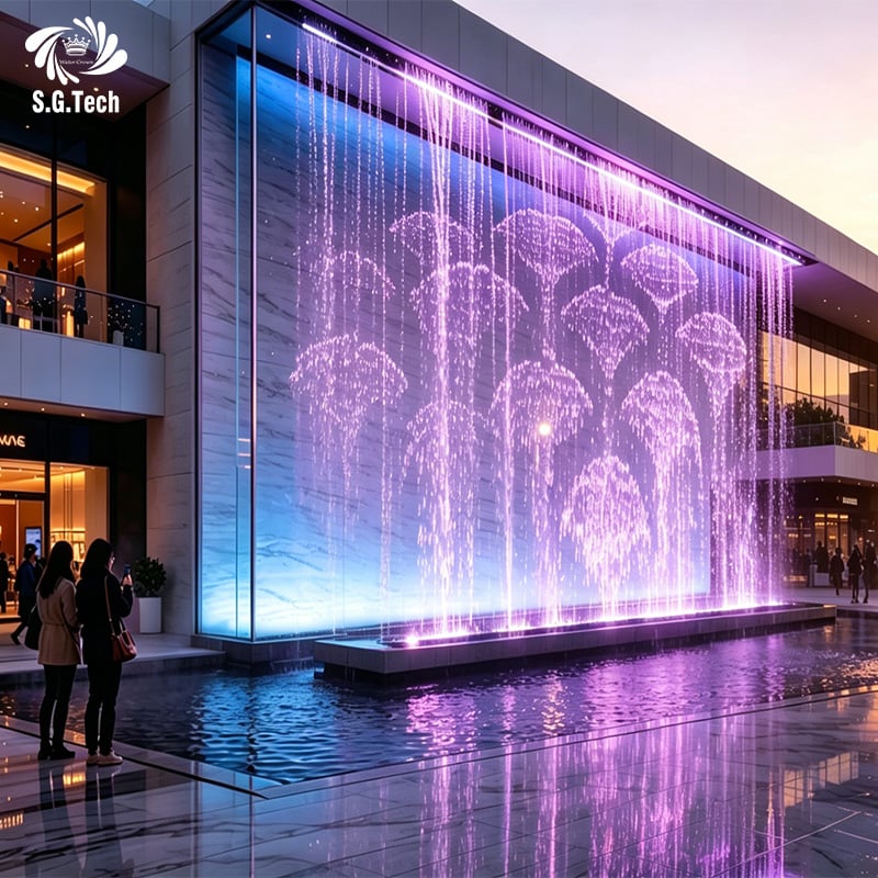 2026 Customized 3D Waterfall Wall Decor Digital Graphic Water Curtain  Wedding  Writing Rain Curtains Stone Garden DMX Control