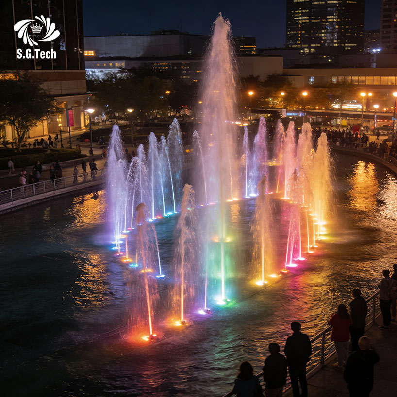 Water Crown DMX Programmable LED Musical Fountain Outdoor Water Feature Factory Direct