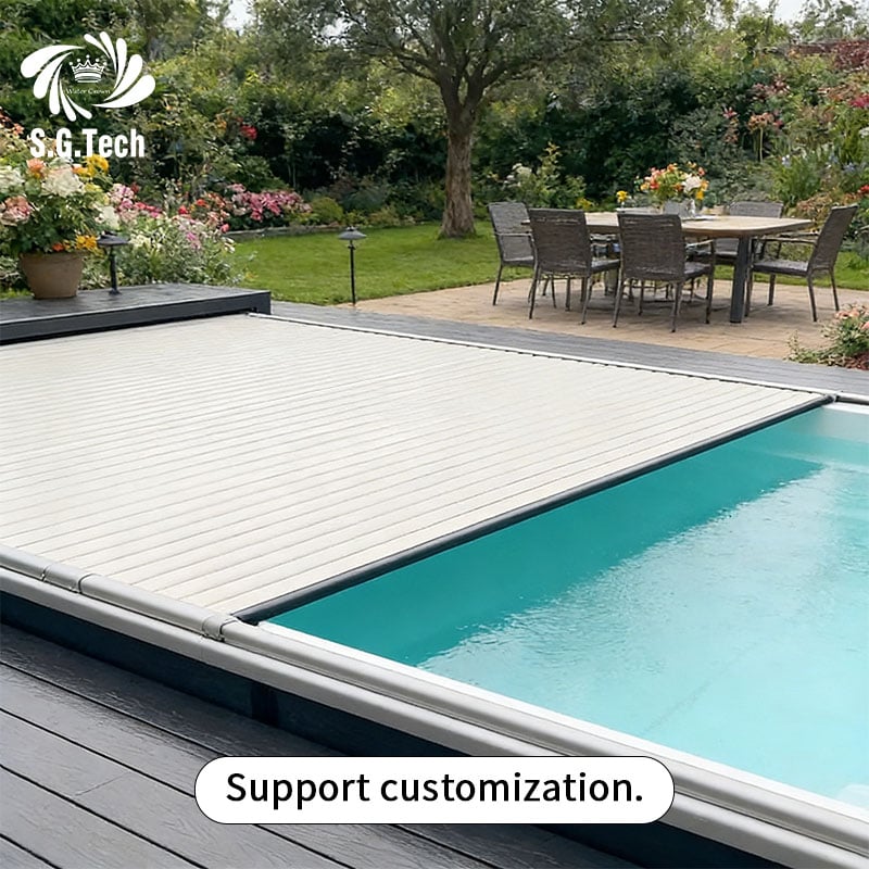 Water Crown Automatic Pool Rolling Screen – Wind-Blocking PVC & Aluminum, Perfect Fit for Spas & Outdoor Leisure Spaces