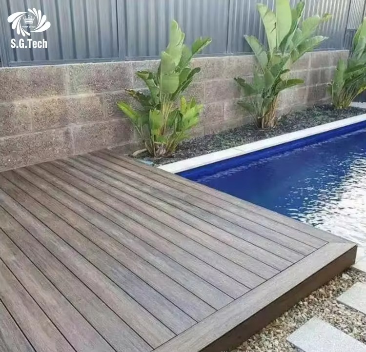 Customized Automatic Sliding Pool Deck Cover Durable Stainless Steel Wood Child Remote Control Friendly for Swimming Pools SPAs factory