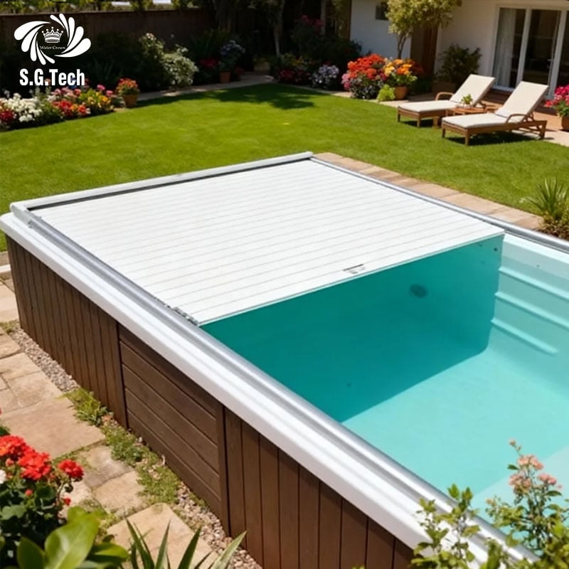 8-10 Years Service Life Swimming Pool Automatic Shutter Cover Low Noise Remote Control Pool Lid