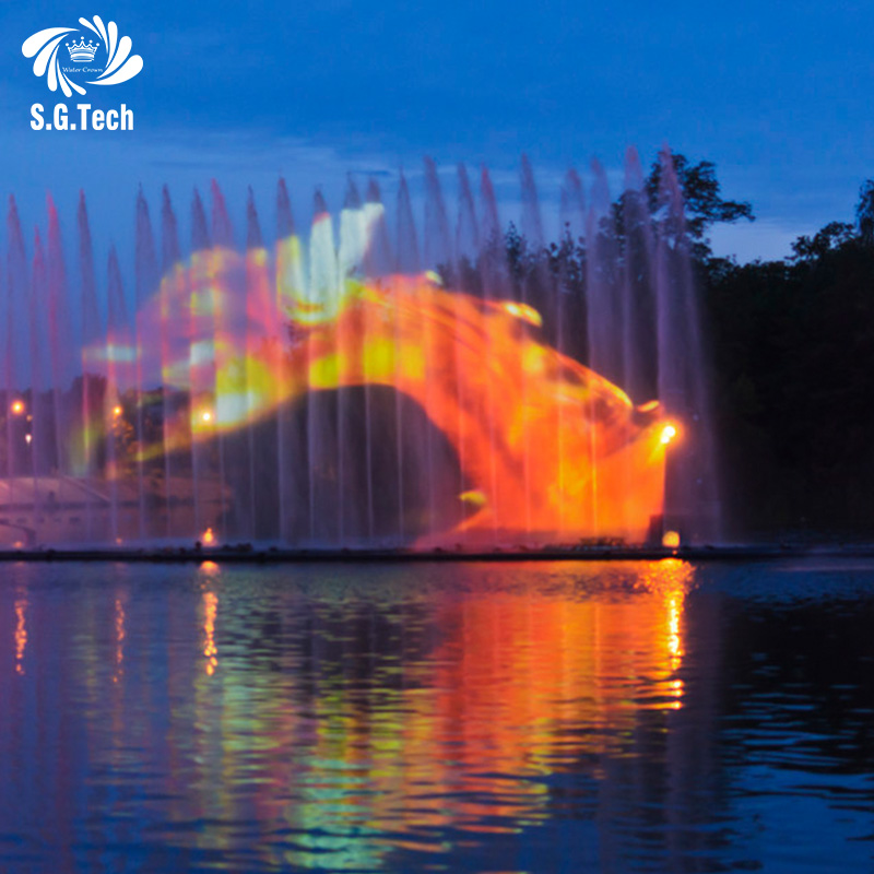 Water Crown Water Movie Screen Fountain Projection Outdoor Water Feature LED Show Hotel Garden Event Display