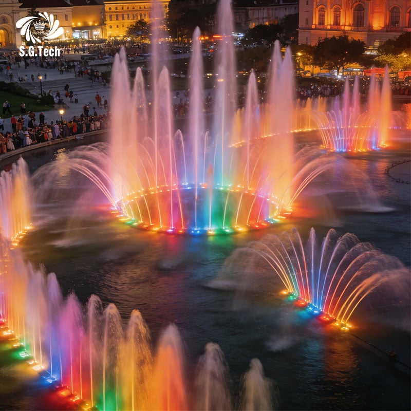 Water Crown High Quality Outdoor Music Fountain Waterproof LED Light Custom Water Feature Fountain