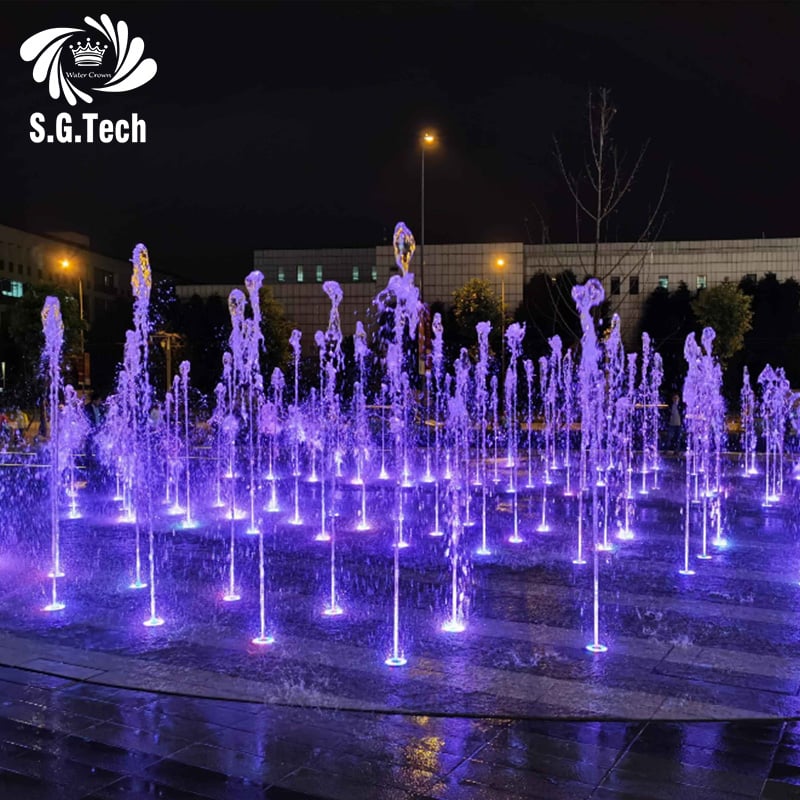 Interactive Dry Deck Fountain Outdoor Ground Water Feature for Plaza Park Landscape and Commercial Spaces