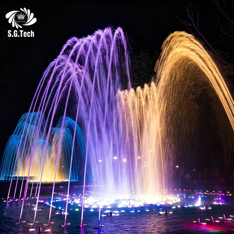 Water Crown Musical Dancing Fountain LED RGB Programmable Outdoor Water Feature Large Landscape Fountain Custom Design