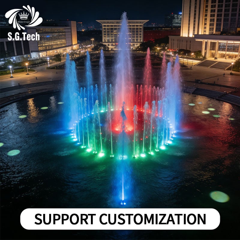 Water Crown Fountain Equipment Manufacturer - Outdoor RGB Lighting 304 Stainless Steel Large Music Aeration Fountain