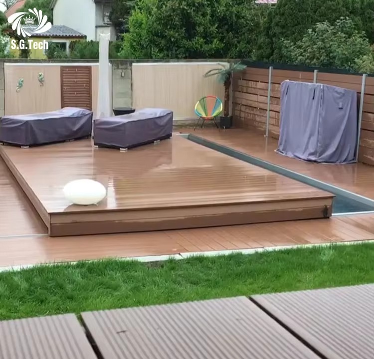 Customized Durable Stainless Steel Wood Deck Cover for Automatic Sliding SPA Pools Child Remote Control Friendly for Swimming supplier
