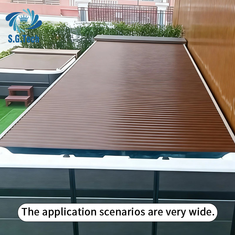Water Crown Swimming Pool Shutter Cover Aluminum Alloy Insulated Slats Remote Control Pool Roller Lid