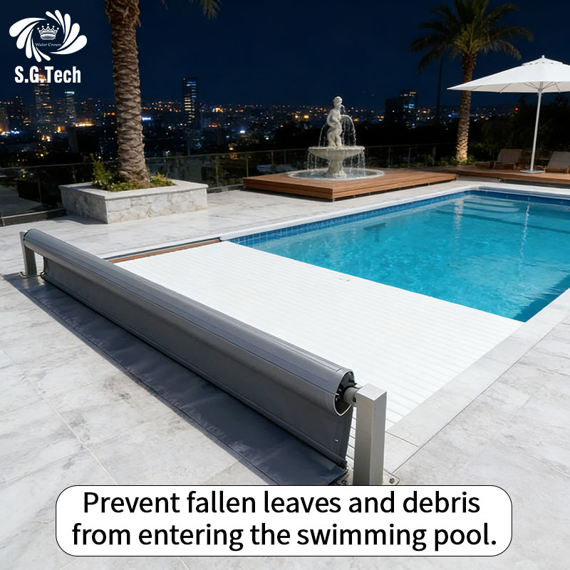 Swimming pool roll-up cover, small swimming pool, suitable for high-end clubs and villas, UV protection and dust prevention.
