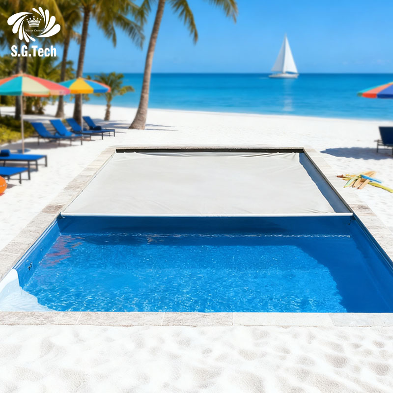 Water Crown Heavy Duty Electric PVC Pool Cover: Waterproof, Insulated, Dustproof, and Anti-evaporation, pool equipment.