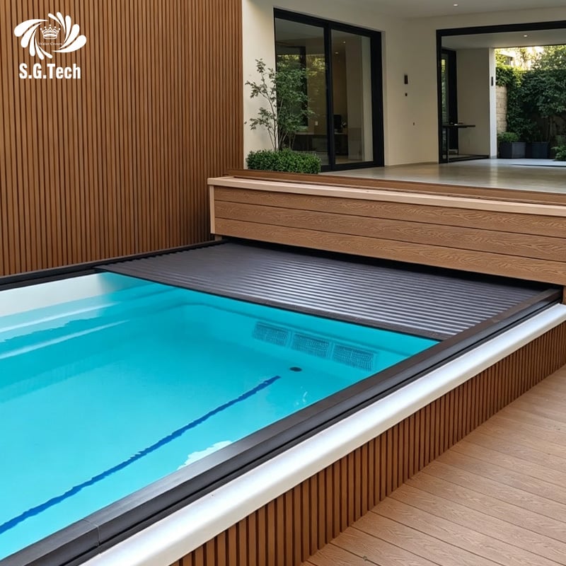 Commercial Club Swimming Pool Automatic Aluminum Shutter Cover Acid & Alkali Resistant Rolling Pool Cover