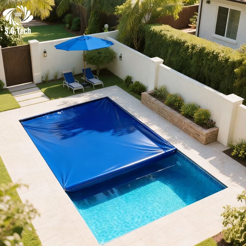 Automatic PVC Pool Cover Stainless Steel Roller Aluminum Support Frame Custom Size For Inground Residential Swimming Pool