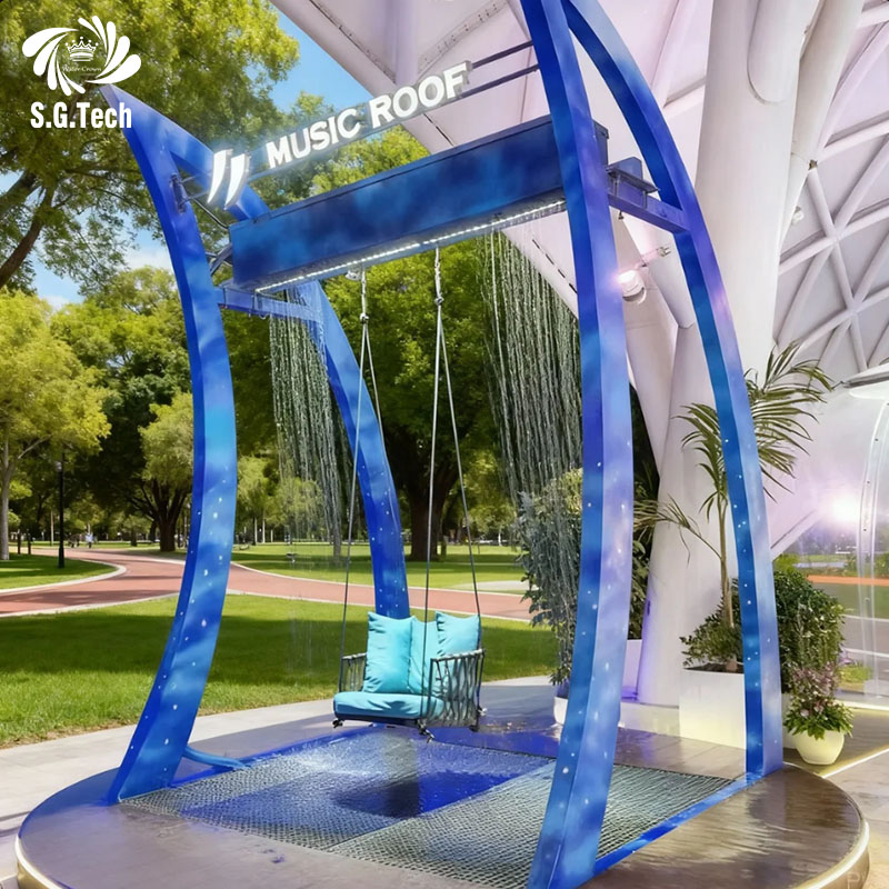 Water Crown Custom Interactive Digital Water Curtain Swing Amusement Waterfall Swing 