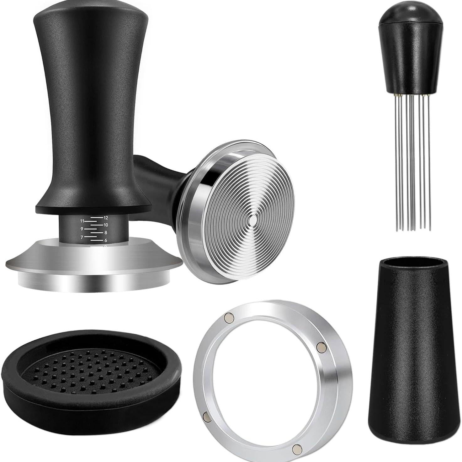 304 Stainless Steel Coffee Utensil Set Constant Force Powder Press Cloth Powder Needle Powder Ring Four Piece Coffee Tool Set