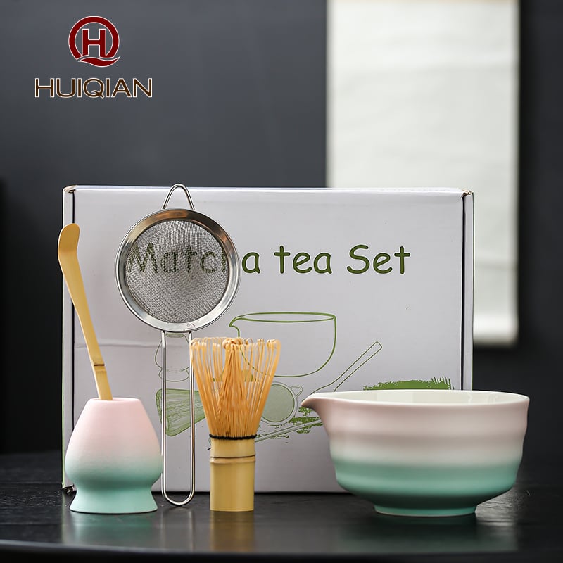  Huiqian Matcha Gift Set, Complete 5 Piece Matcha Making Kit, Authentic Japanese Matcha Accessories, Ceramic Chawan Bowl, Bamboo Chasen Whisk, Perfect Gift for Matcha Lovers