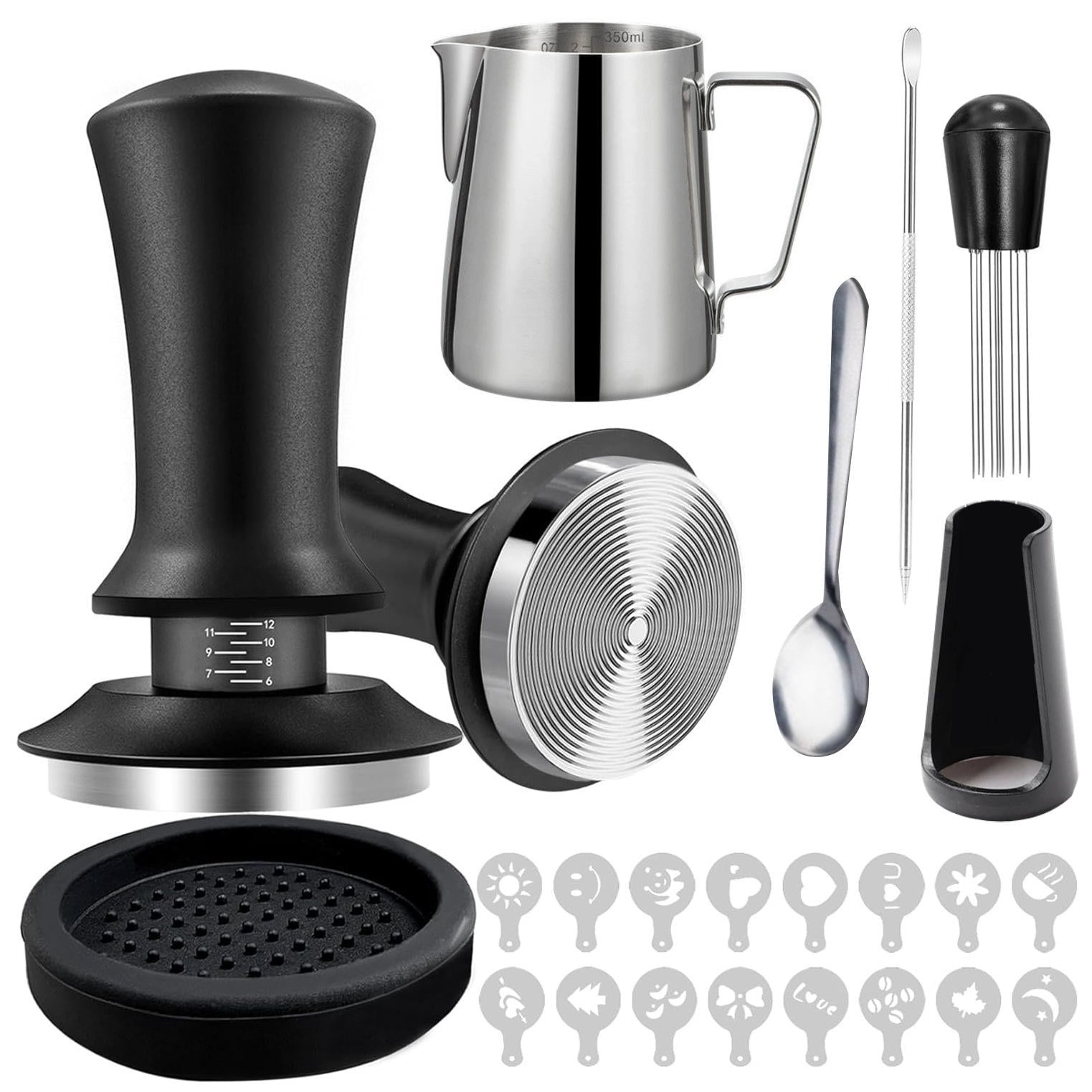 304 Latte Art Cup Coffee Press with Adjustable Scale Press Type Fabric Press Latte Art Press Set Travel Camping Coffee Tool Set